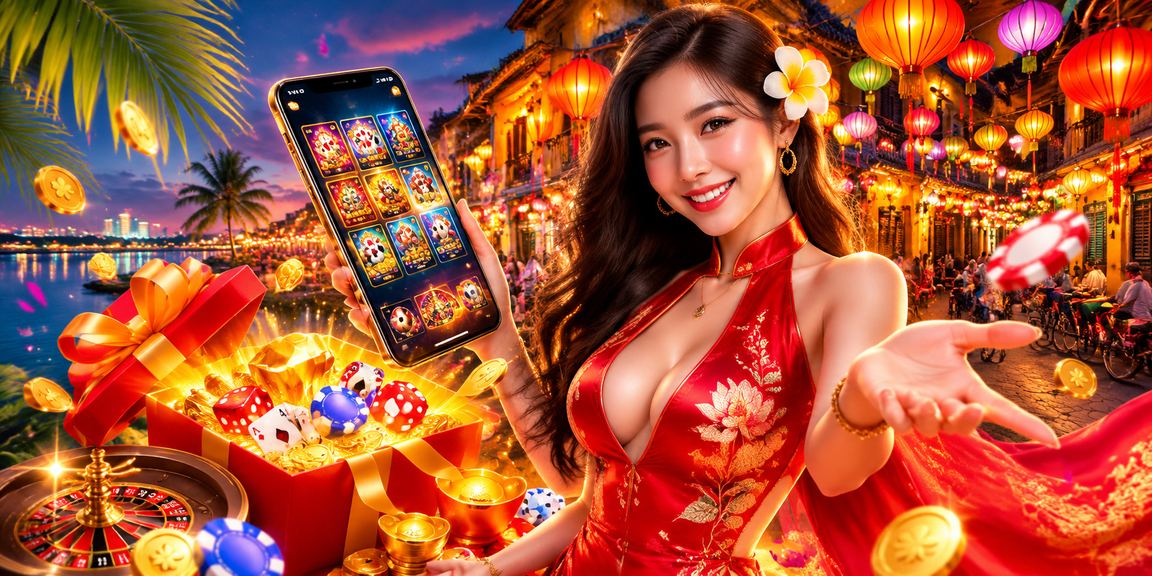 Người dùng Hà Nội duyệt web casino di động tại chợ đêm với ánh đèn neon